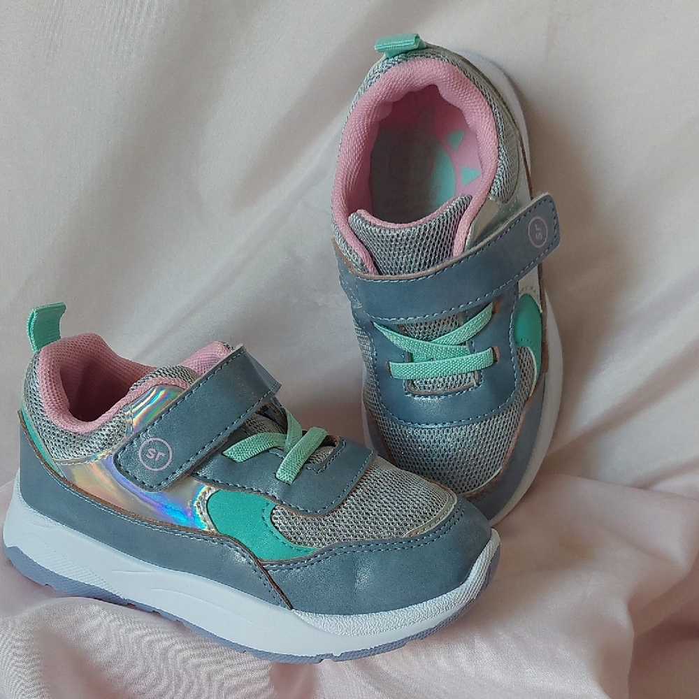 Toddler Girls Stride Rite Muchkin Sneakers Teal & Pink~Sz 10. Pre-Loved